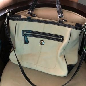 Coach leather white/navy bag with removable strap